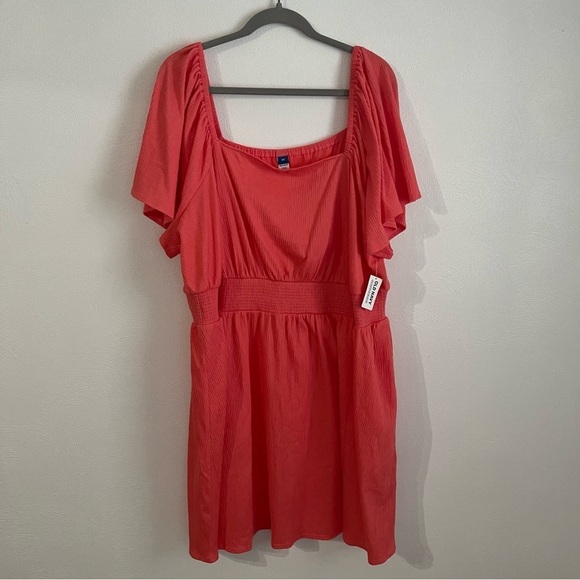 Old Navy Coral Flutter Sleeve waist defining dress mini NWT size 3X - Picture 11 of 12